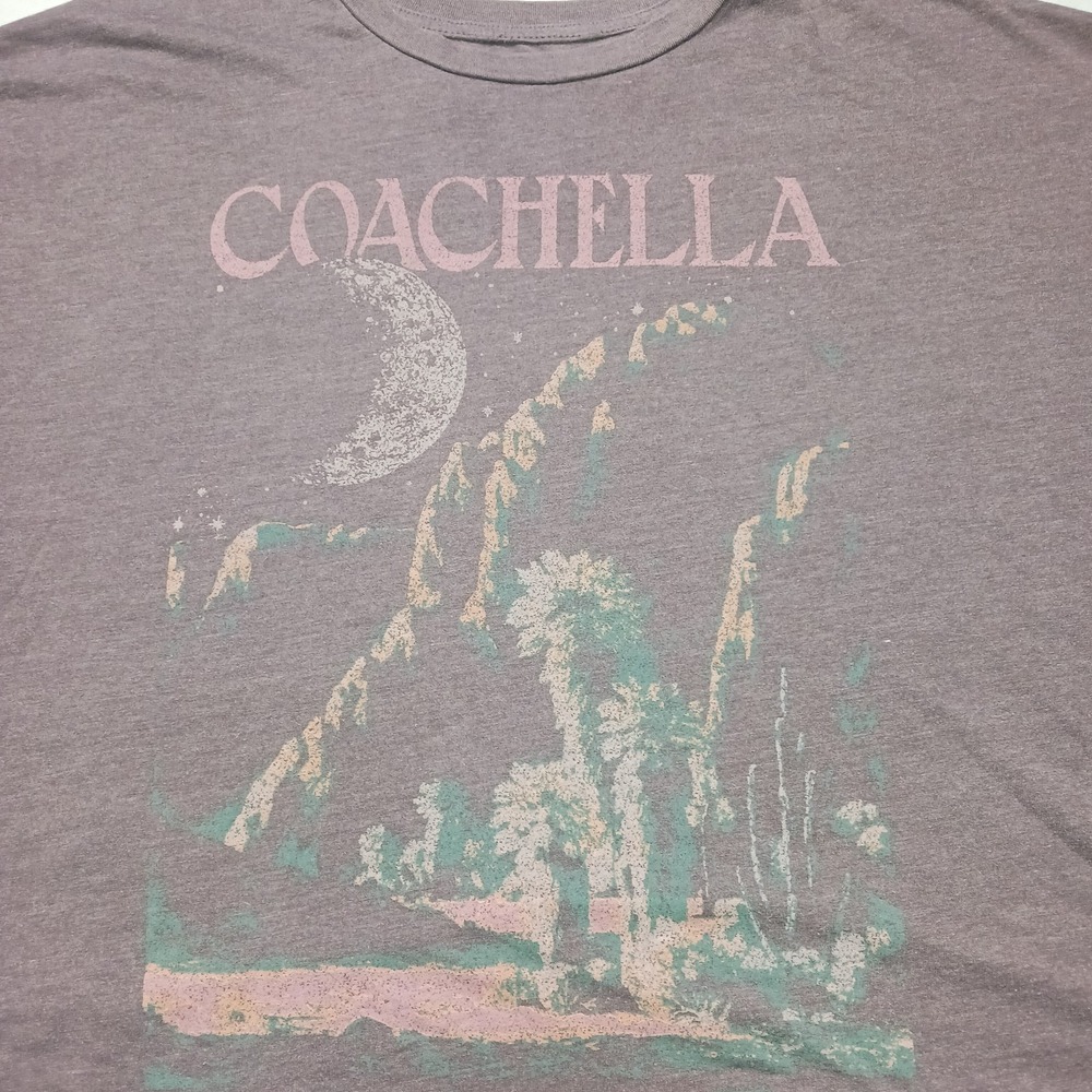 Mighty Fine Coachella Graphic Cropped Top Shirt Gray XL Music Festival